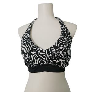 Reel Legends Black White Halter Bikini Top NWT Size 10 spring summer beach